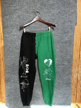 Hypland Pants Mens Small Green Black Fleece Sweatpants Joggers Inuyasha Anime